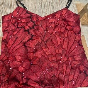 White House Black Market Red Floral Camisole